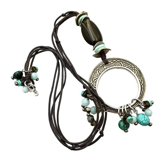 SILPADA Howlite Amazonite Charm Necklace N1892 Sterling Beaded 26” - Picture 3 of 3